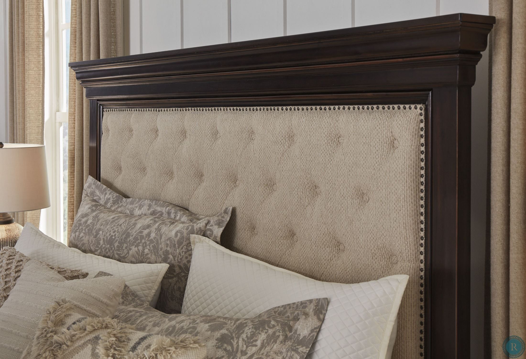 Brynhurst Dark Brown King Upholstered Panel Bed ...