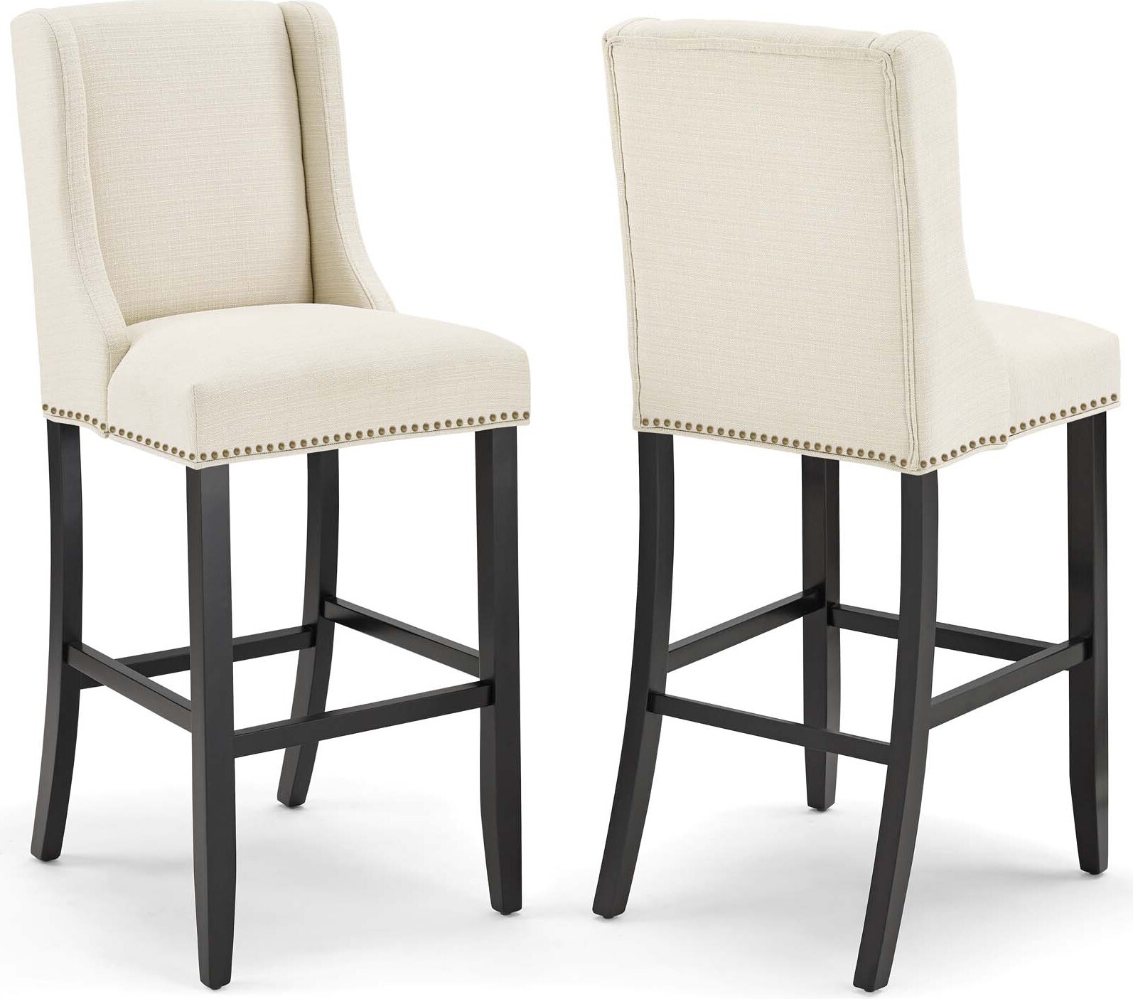 Baron Beige Bar Stool Upholstered Fabric Set of 2 EEI4018BEI