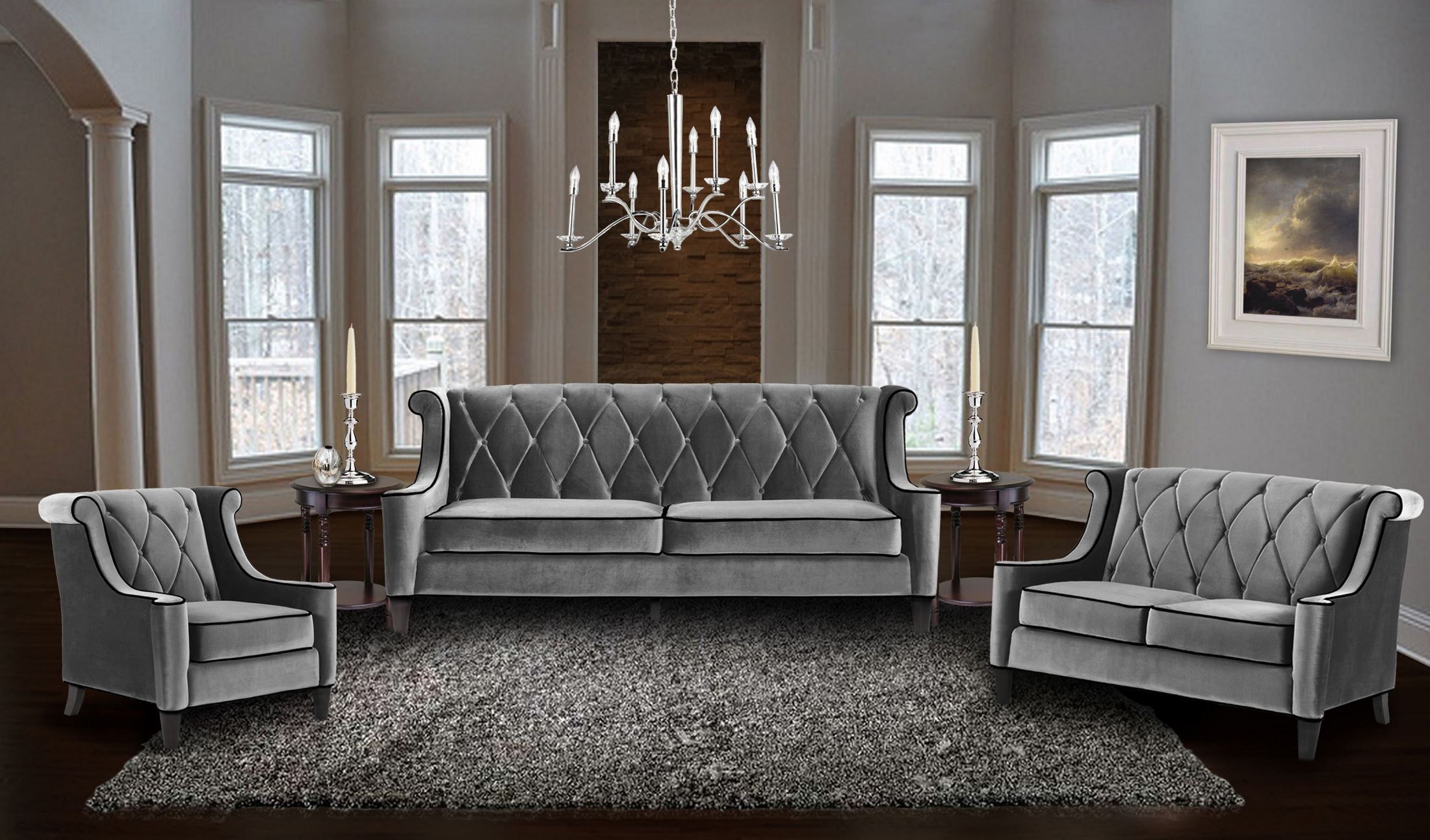 Barrister Gray Velvet Sofa - 1StopBedrooms.