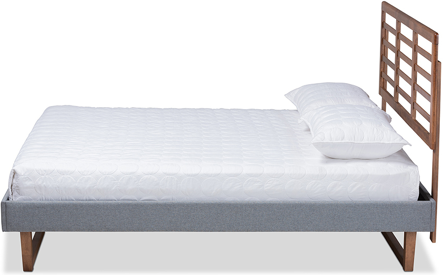 Baxton Studio Rina Modern And Contemporary Dark Grey Fabric Upholstered And Ash Walnut Brown Finished Wood Queen Size Platform Bed 1stopbedrooms