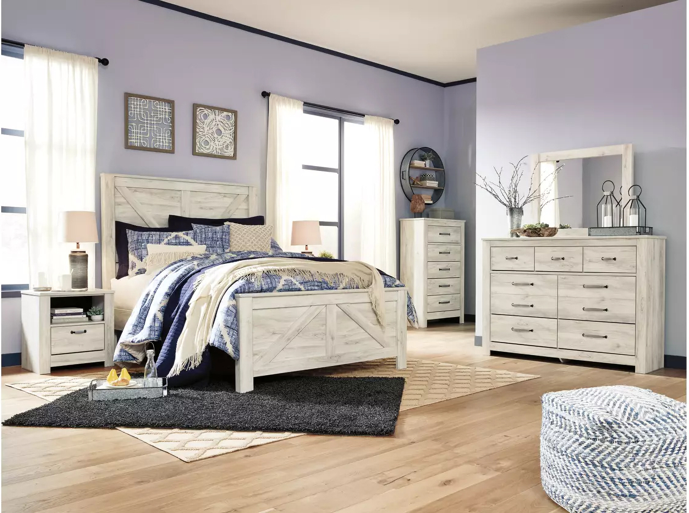 Bellaby Whitewash Queen Panel Bed - 1StopBedrooms.