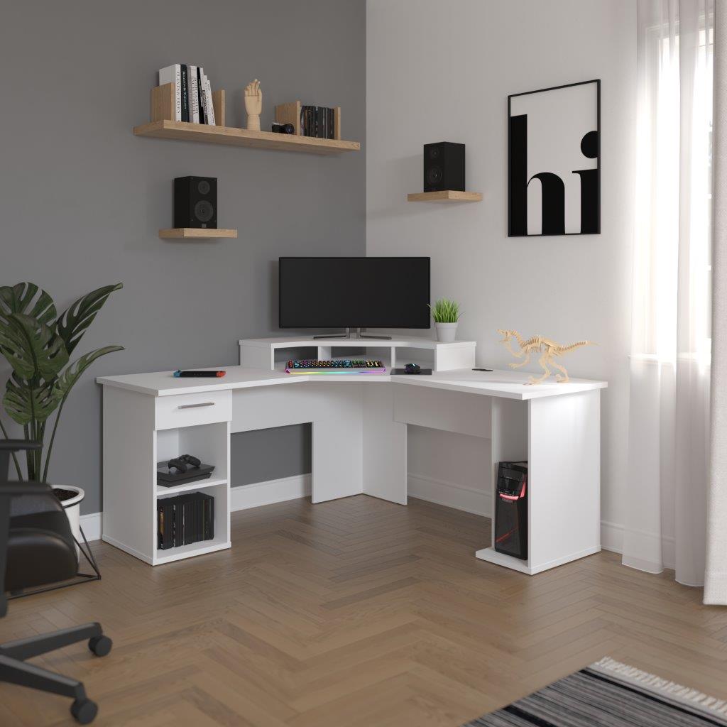 Simple Corner Desk L Shaped with Dual Monitor