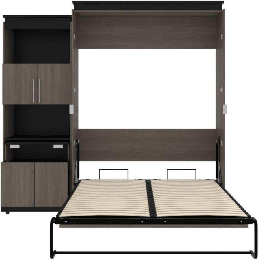Bestar Orion Queen Murphy Bed And Shelving Unit With Fold-Out Desk