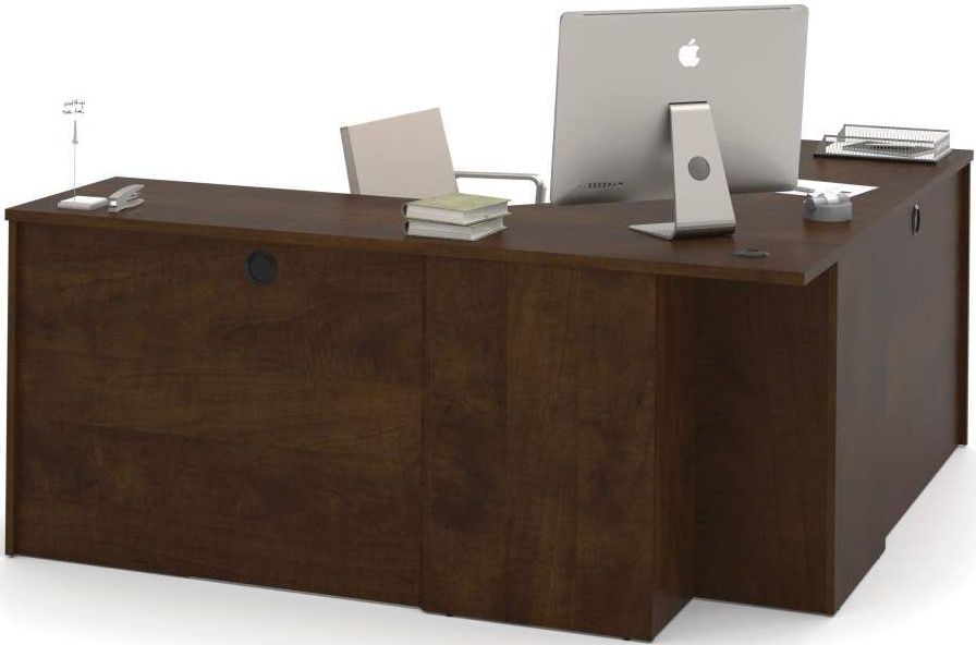 Bestar Prestige Chocolate Corner Desk With One Pedestal Prestige Chocolate Corner Desk With One Pedestal Media Gallery 1