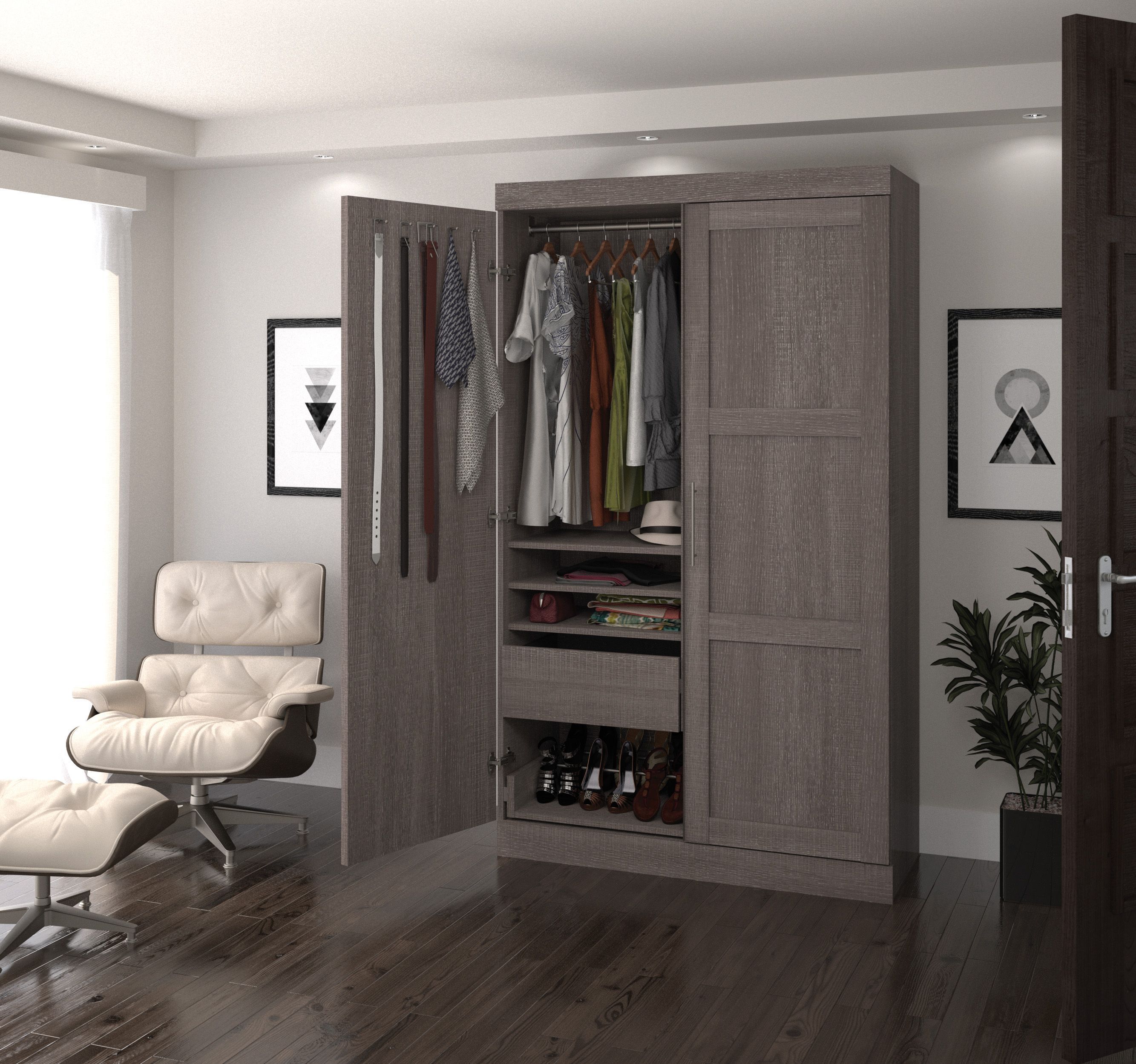 Pur By Bark Gray Pullout Armoire 1stopbedrooms