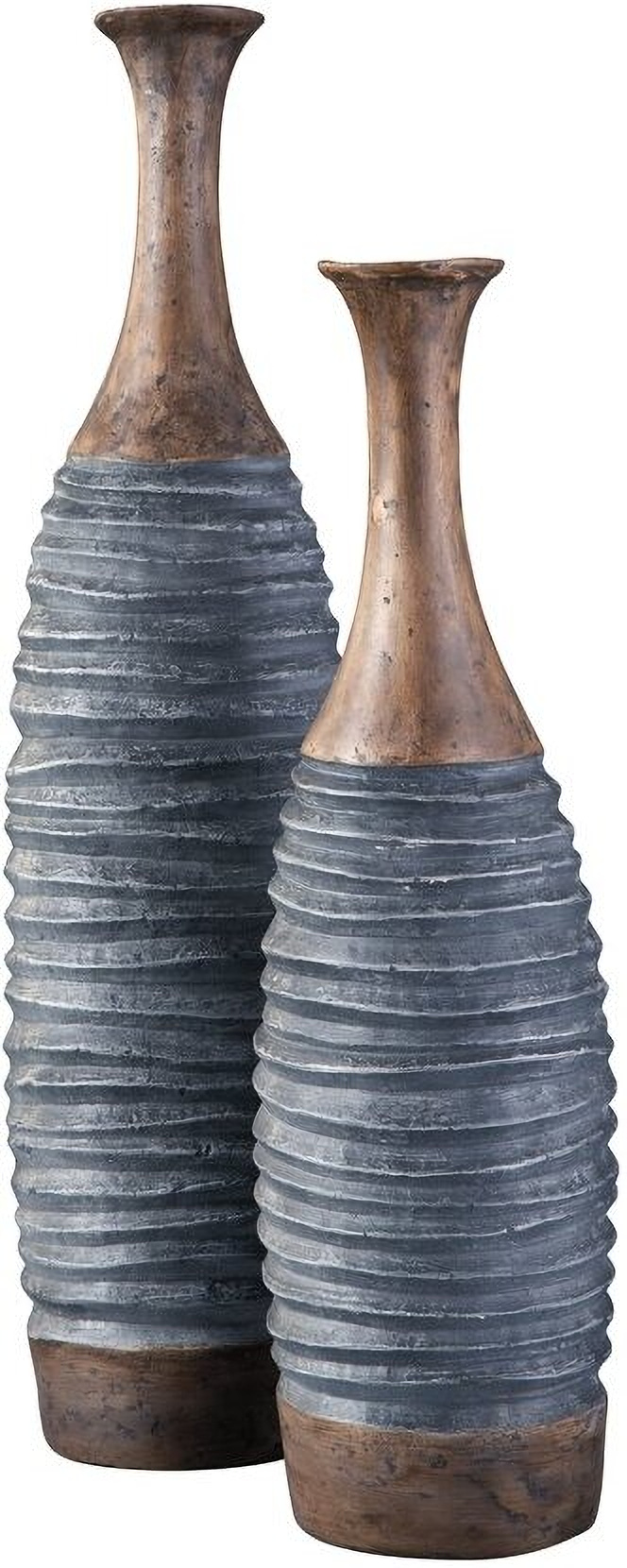 Blayze Antique Gray And Brown Vase Set of 2 - 1StopBedrooms.