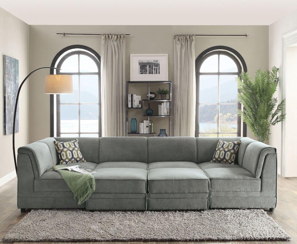 Bois Gray Velvet Modular Living Room Set 1StopBedrooms