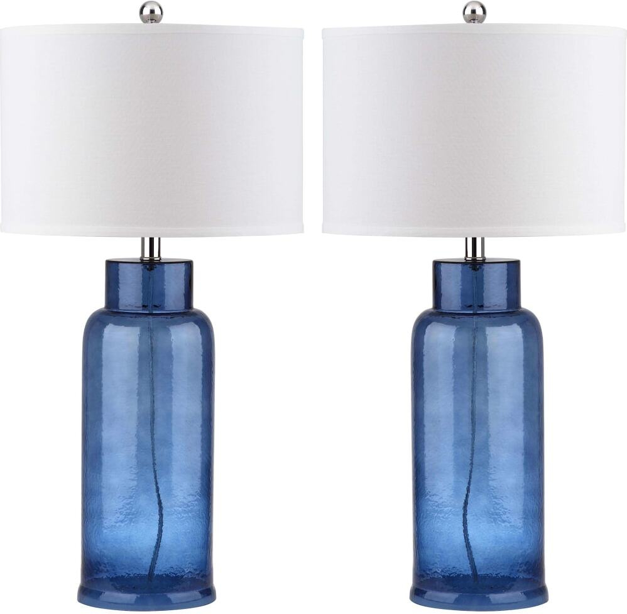 Bottle Blue Glass Table Lamp With White Shade 1stopbedrooms