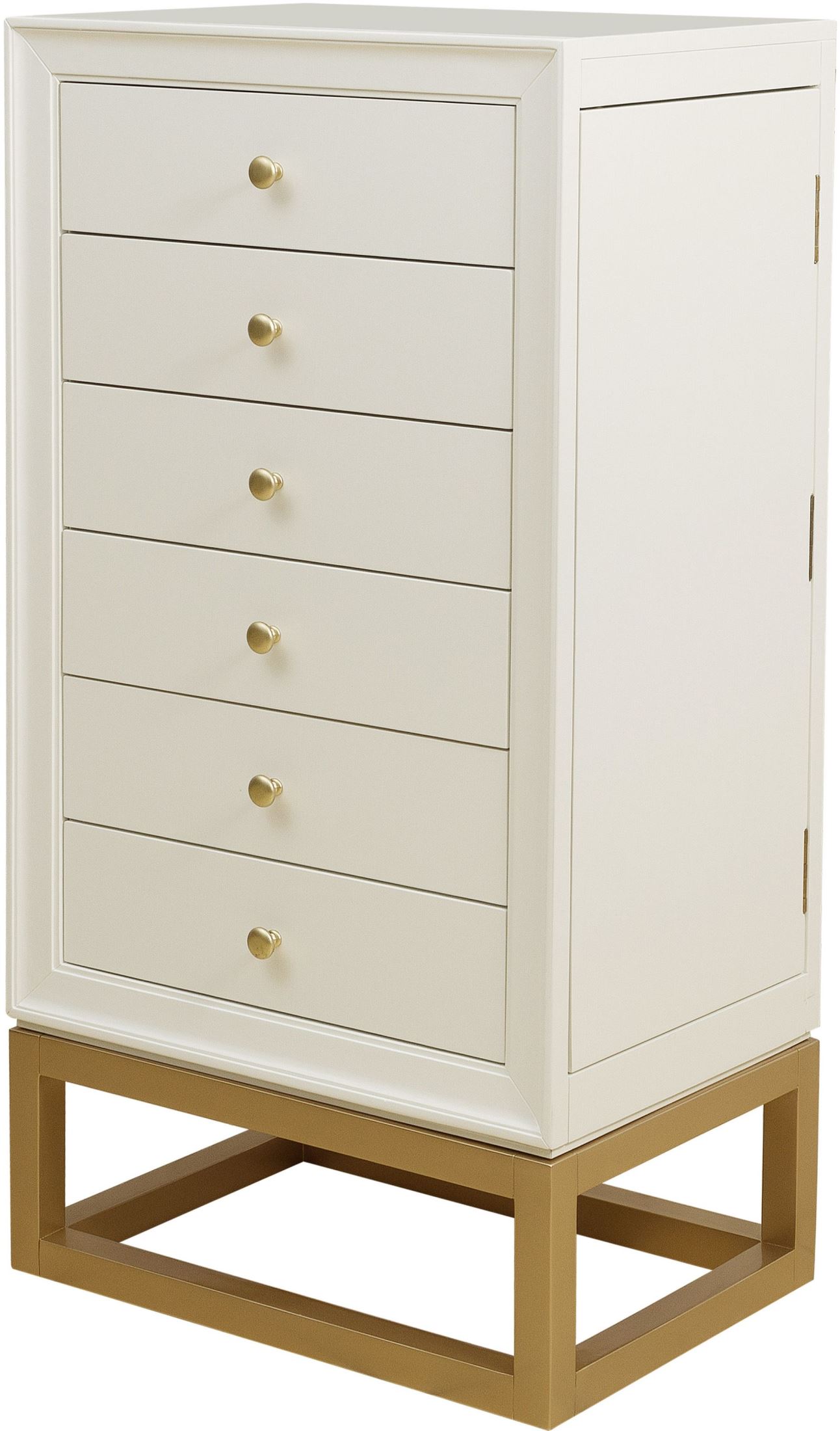 Accentrics Home White And Gold Modern Six Drawer Jewelry Armoire Chest 1stopbedrooms