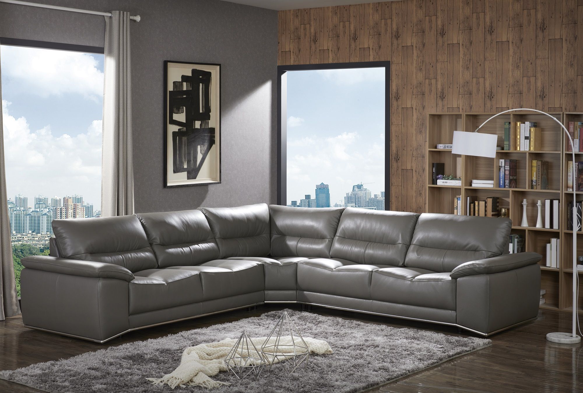 Cagliari Gray Leather Sectional 1stopbedrooms