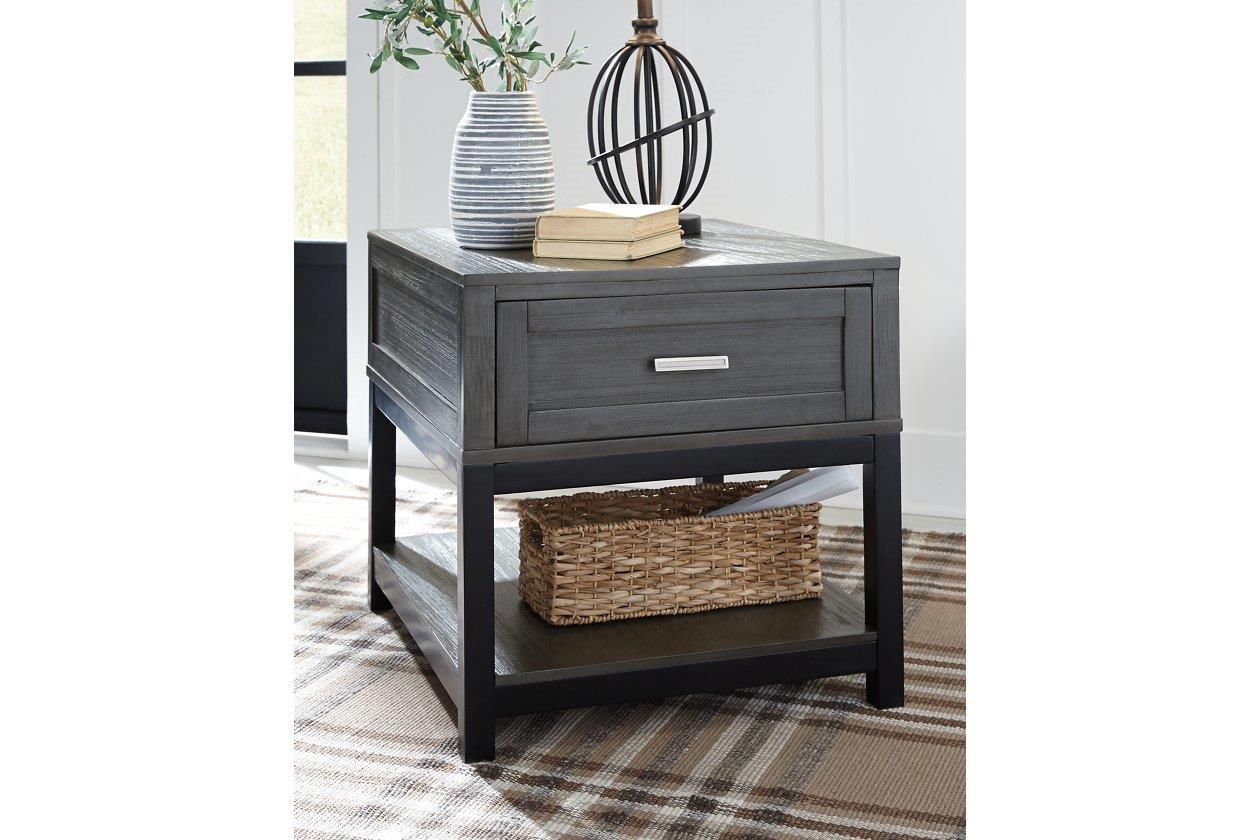 Caitbrook Gray and Black End Table - 1StopBedrooms.