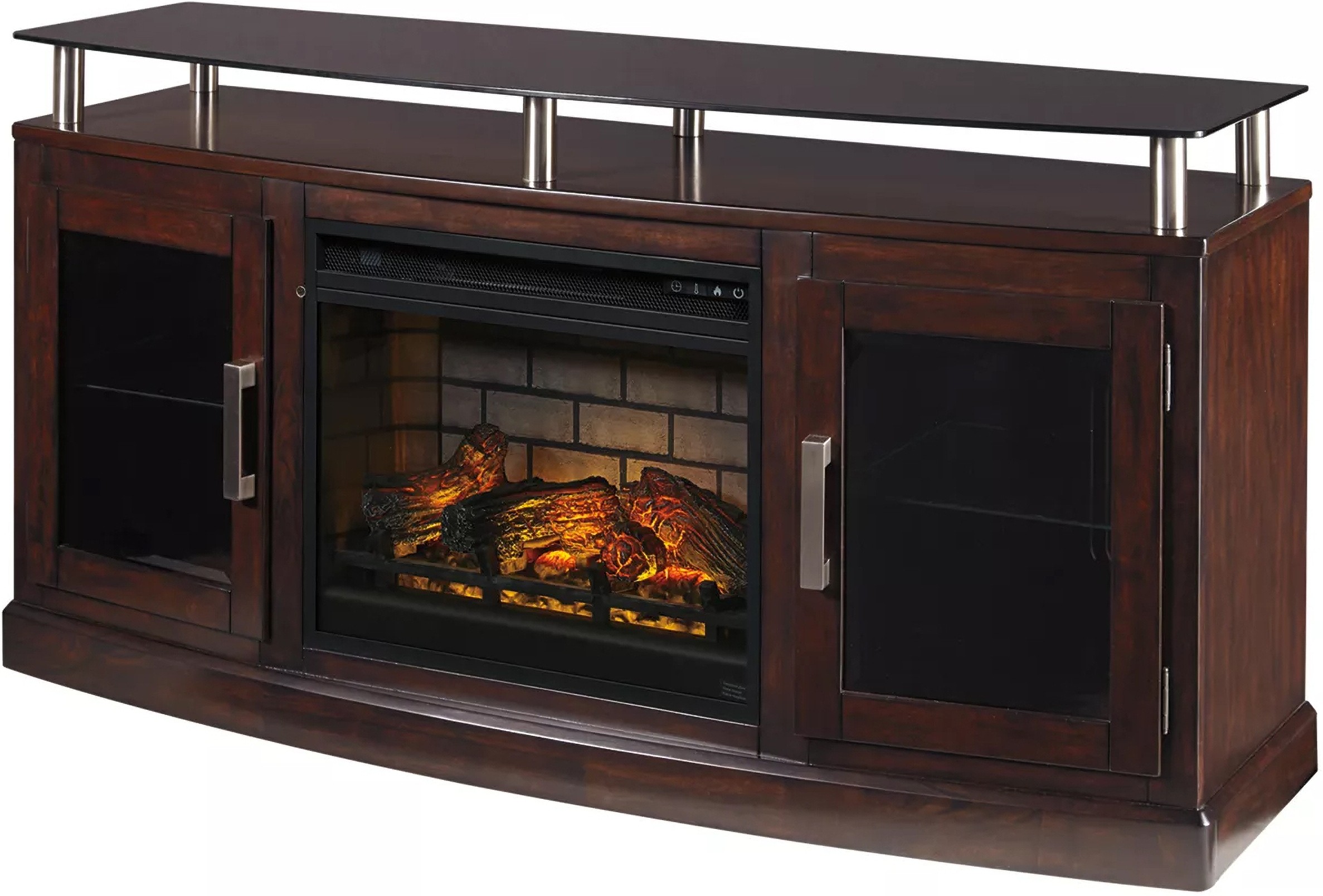 Chanceen Dark Brown 60" TV Stand with Electric Fireplace ...