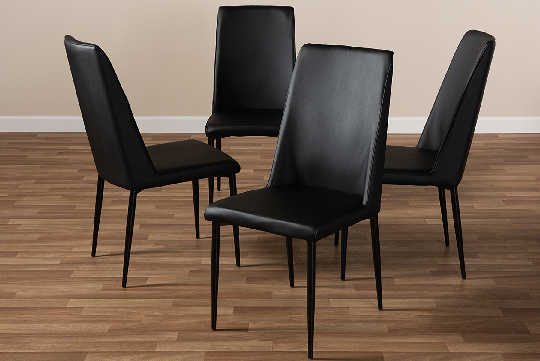 Chandelle Modern And Contemporary Black Faux Leather Upholstered Dining Chair (Set Of 4 ...