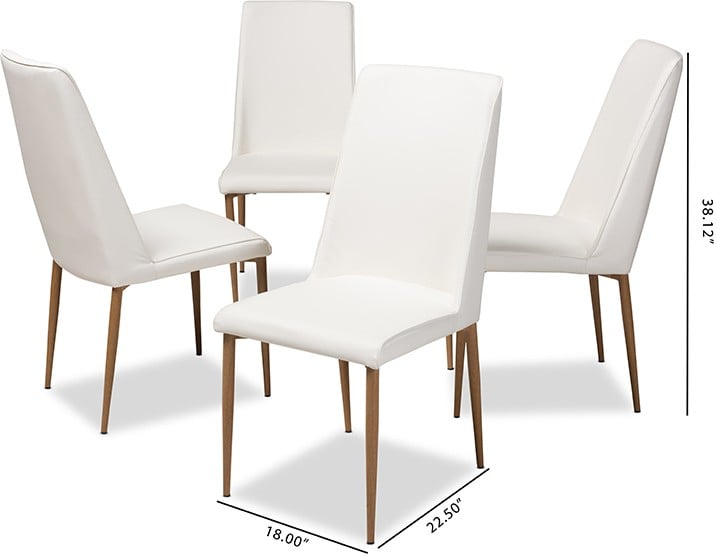 Chandelle Modern And Contemporary White, Faux Leather Dining Chairs Set Of 4 Grey