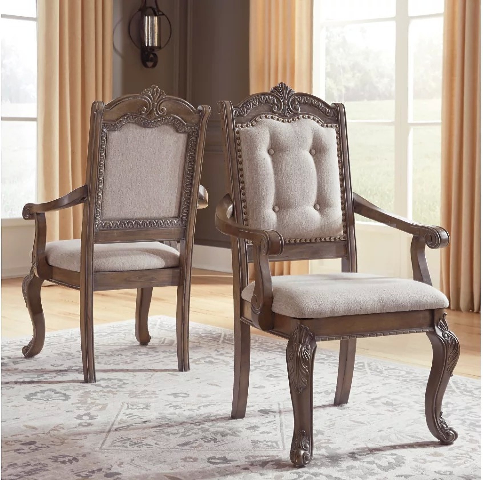 Charmond Brown Arm Chair Set Of 2 - 1StopBedrooms.