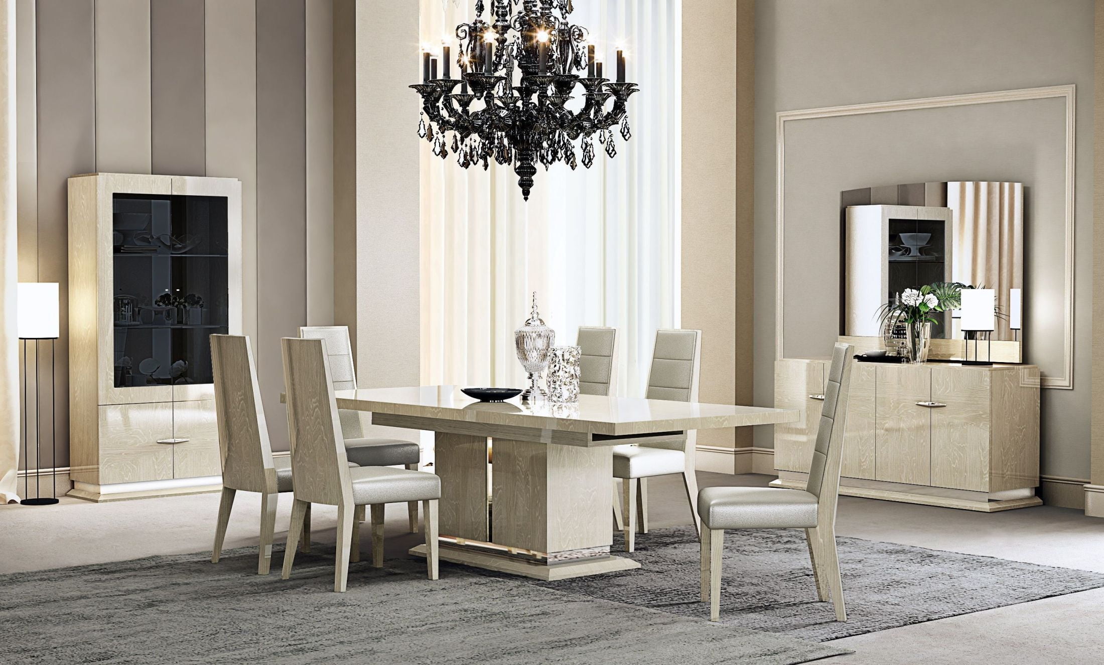 Chiara Light Walnut Extendable Rectangular Dining Room Set Chiara Light Walnut Extendable Rectangular Dining Room Set