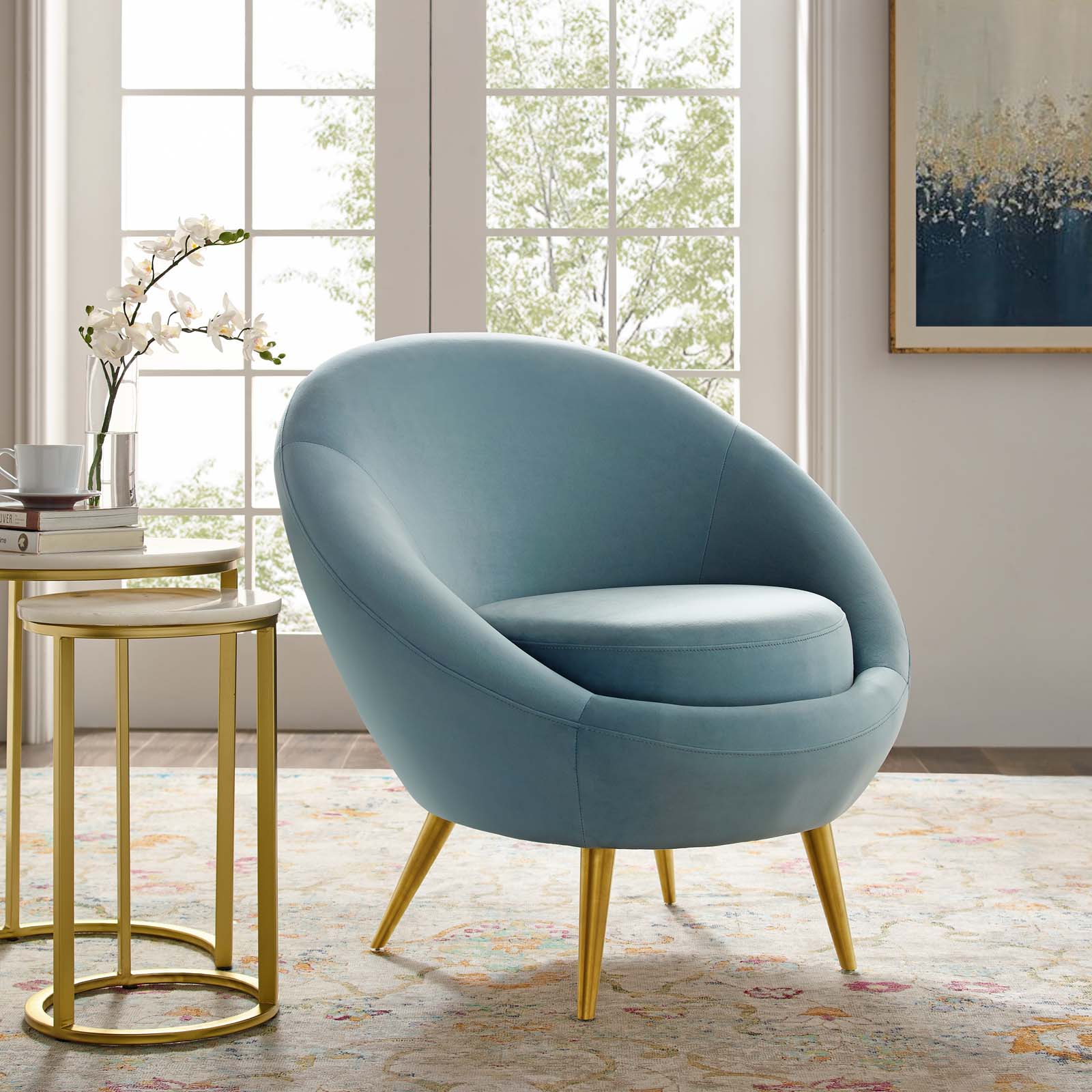 Circuit Light Blue Performance Velvet Accent Chair EEI ...