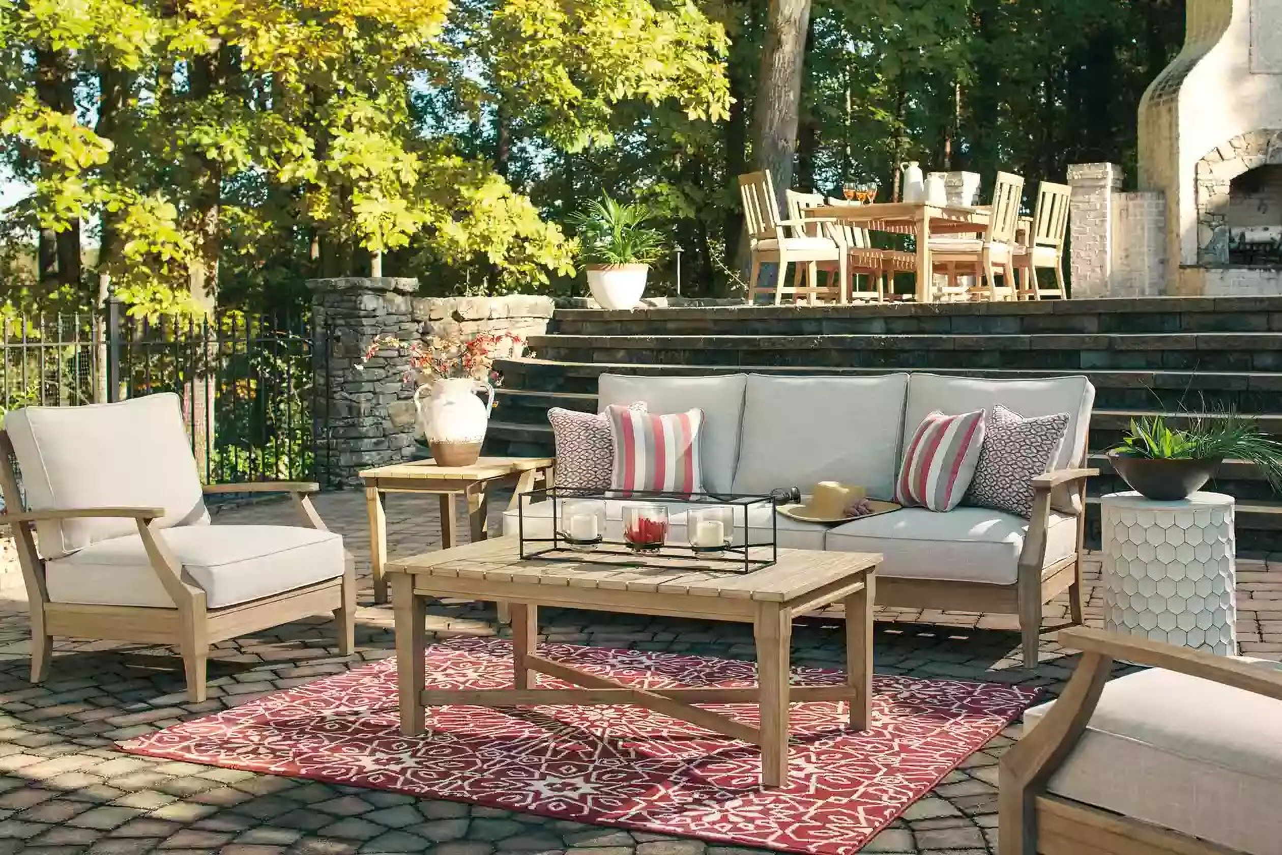 Clare View Beige Outdoor Sofa with Cushion - 1StopBedrooms. Clare View Beige Outdoor Sofa with Cushion - 1StopBedrooms. on Clare View Beige Outdoor Living Room id=16204