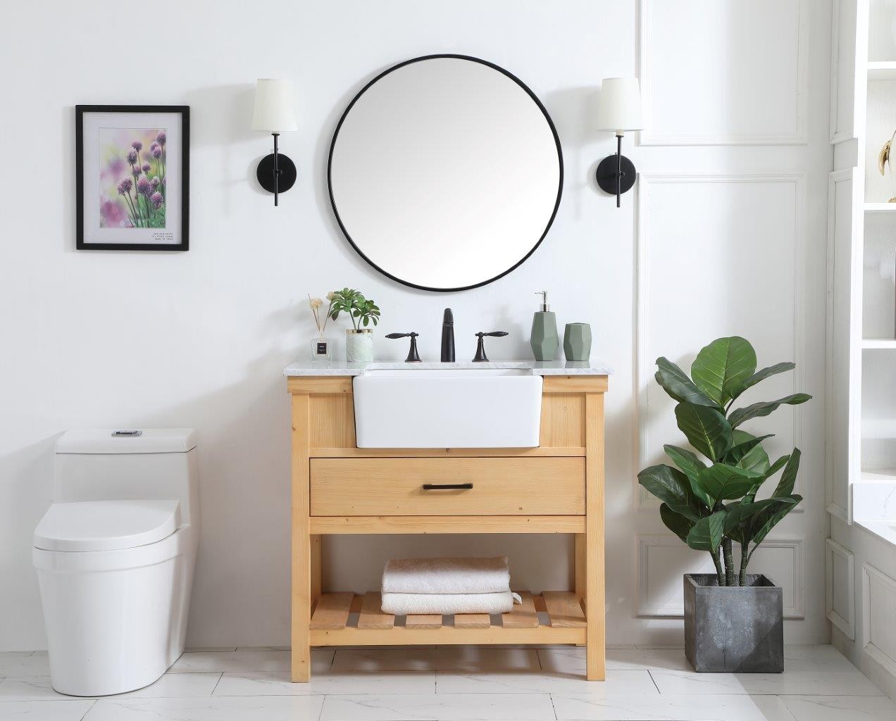 Natural Wood Bathroom Vanity 36