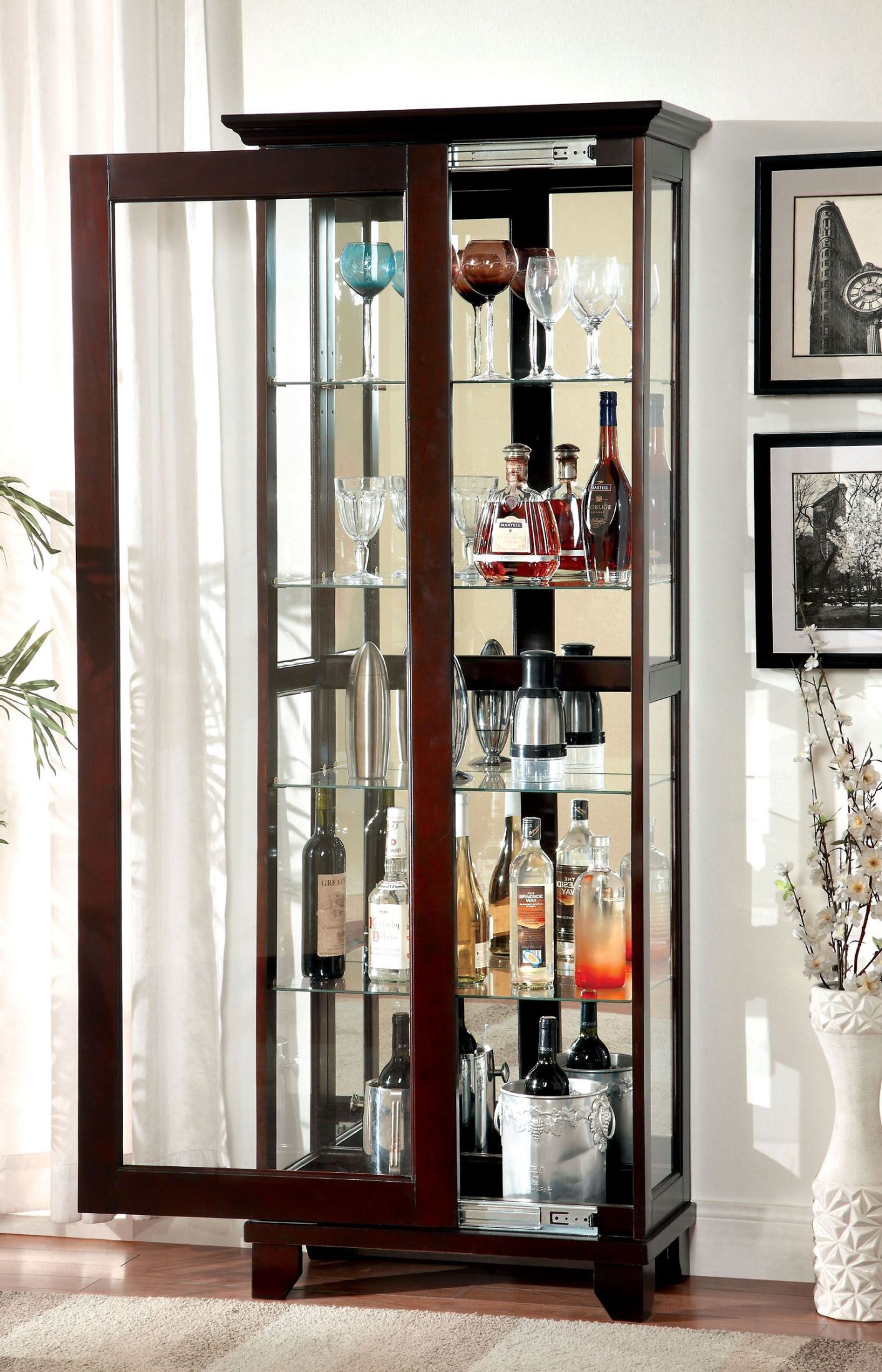 Ludden Dark Walnut Curio 1StopBedrooms.