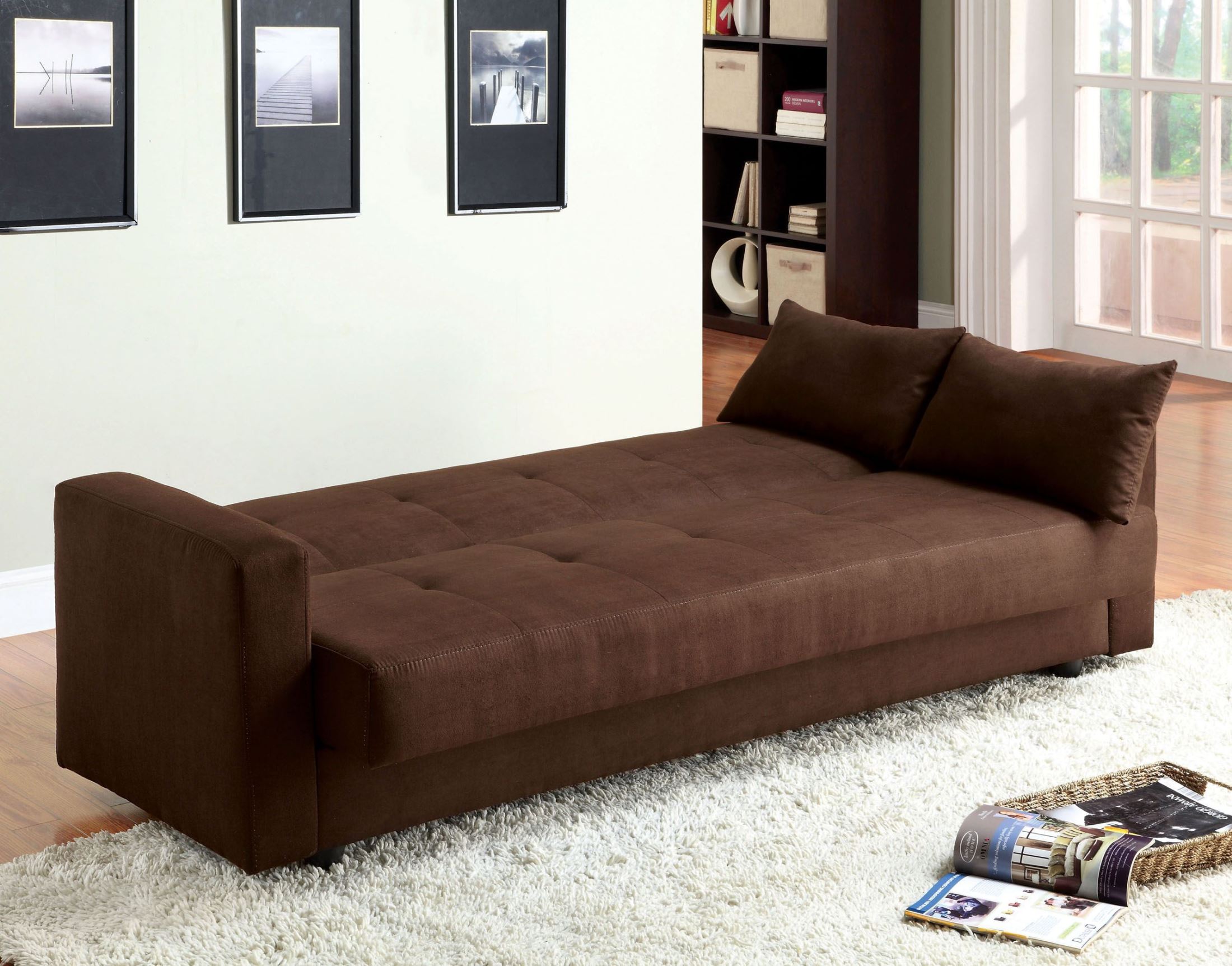 Jansen Microfiber Futon Storage Sofa Furniture Plus Jansen Microfiber Futon Storage Sofa