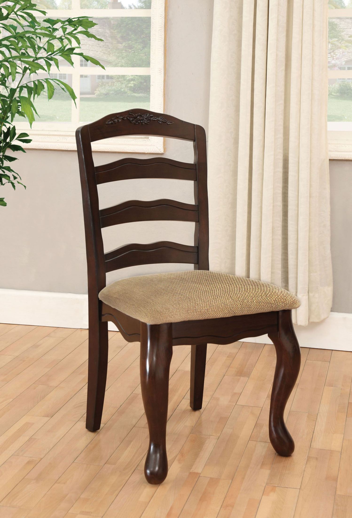 Townsville Dark Walnut Side Chair Set of 2 1StopBedrooms