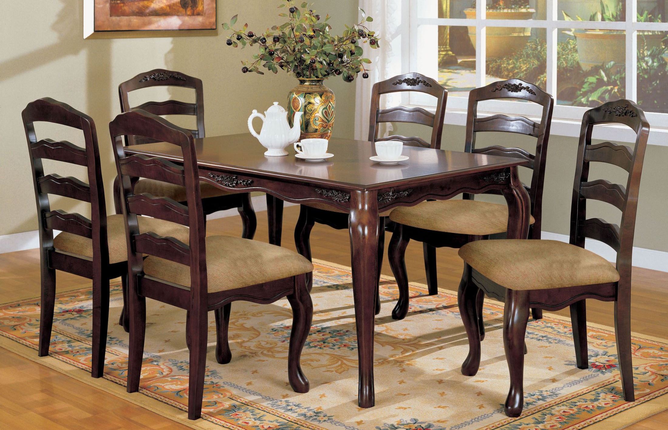 Townsville Dark Walnut 60 Rectangular Leg Dining Room Set 