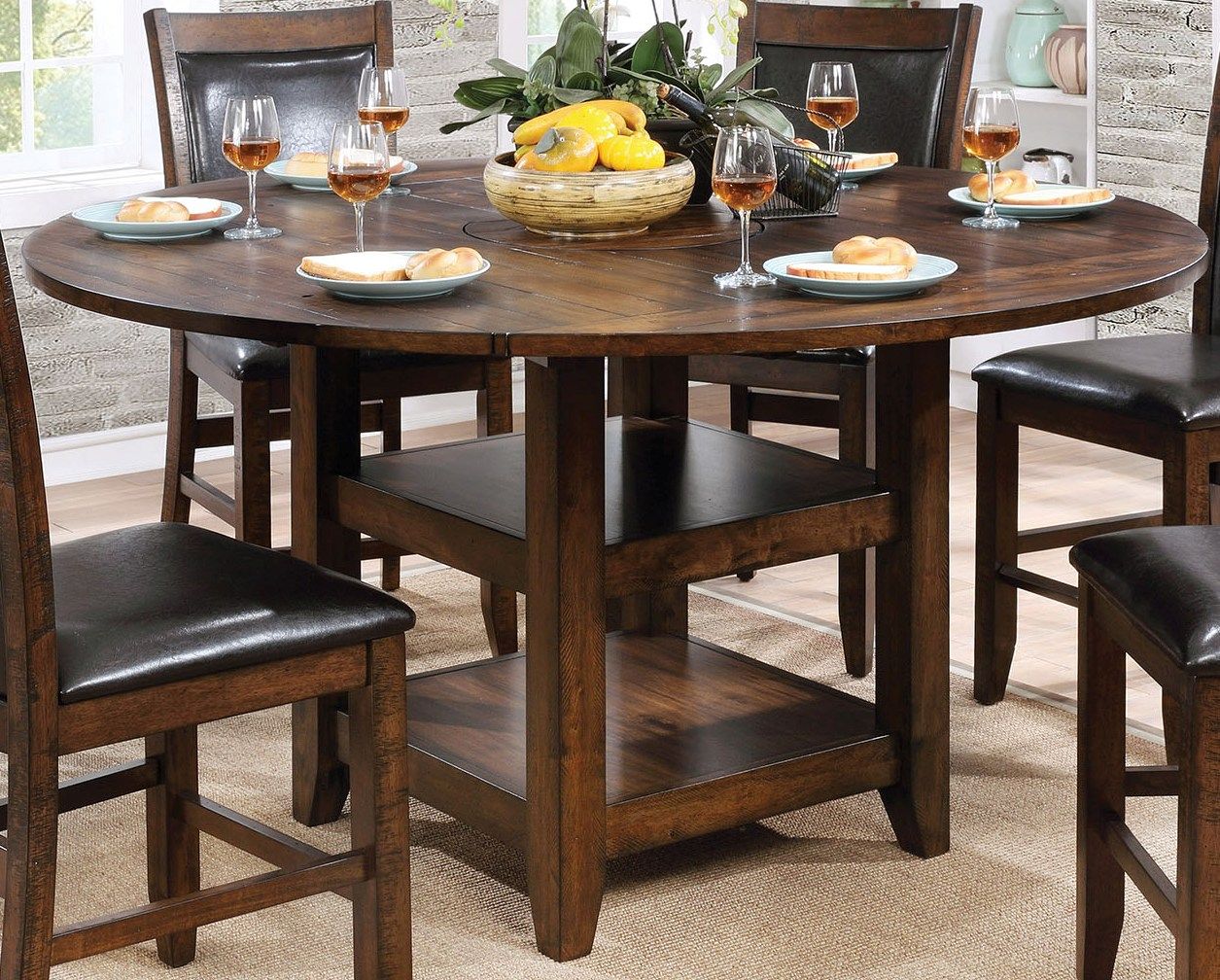 Meagan II Brown Cherry Round Counter Height Dining Room ...