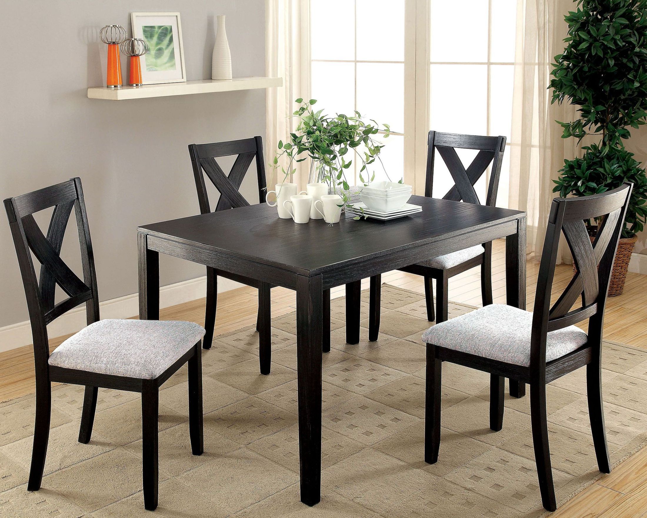 Glenham Distressed Black 5 Piece Dining Set 1stopbedrooms