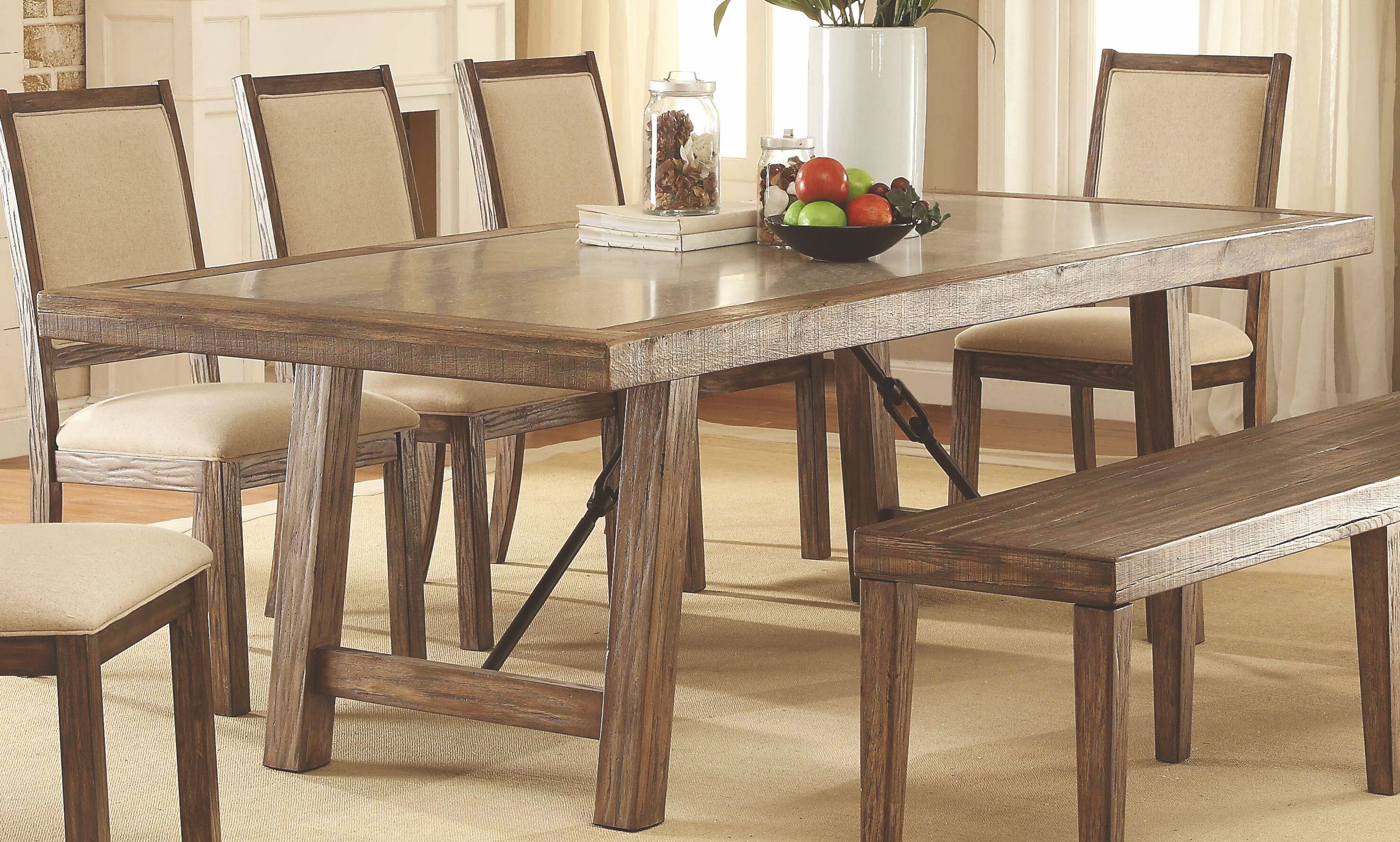 Colettte Rustic Oak Rectangular Dining Table - 1StopBedrooms.