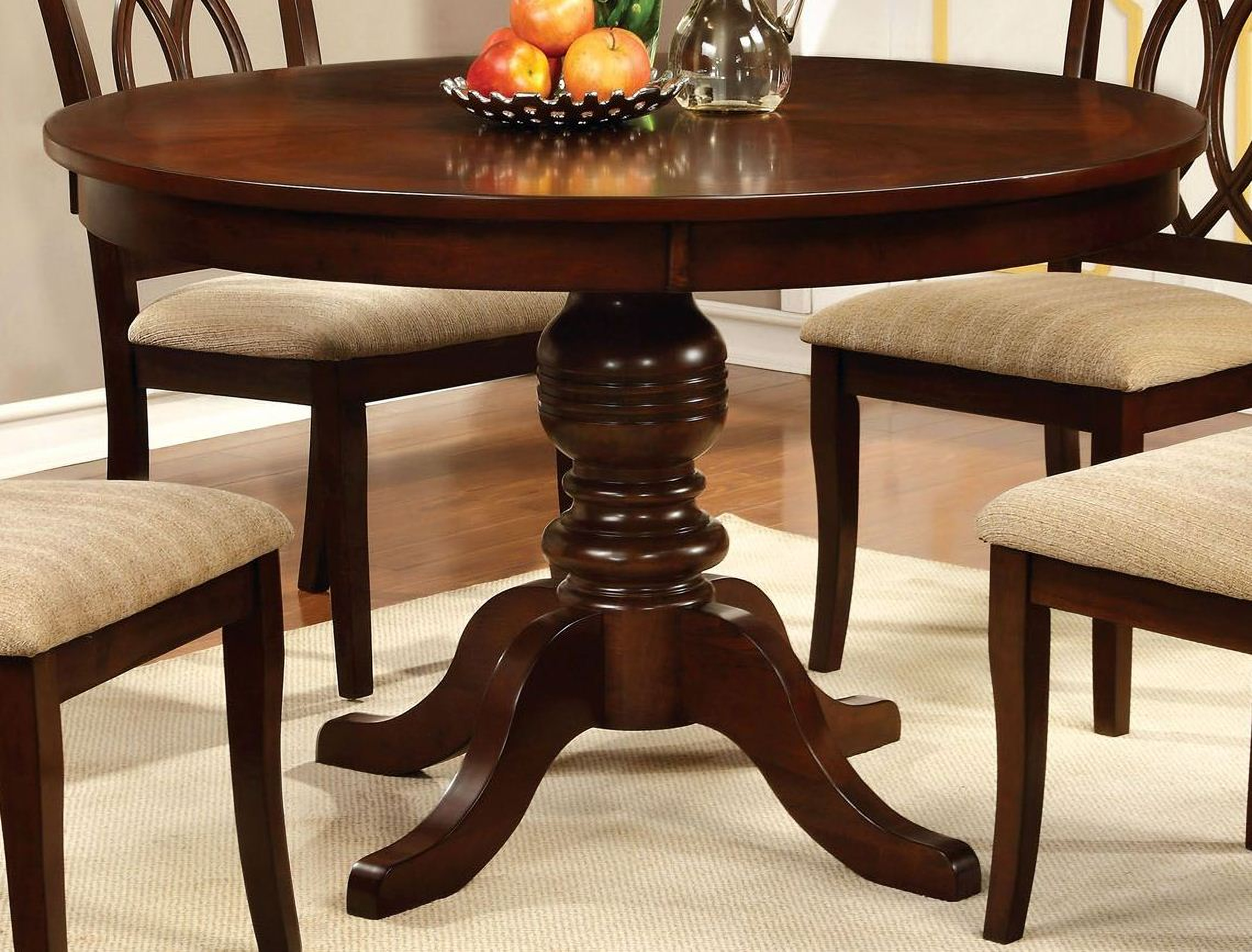 Carlisle Brown Cherry Round Pedestal Dining Room Set ...