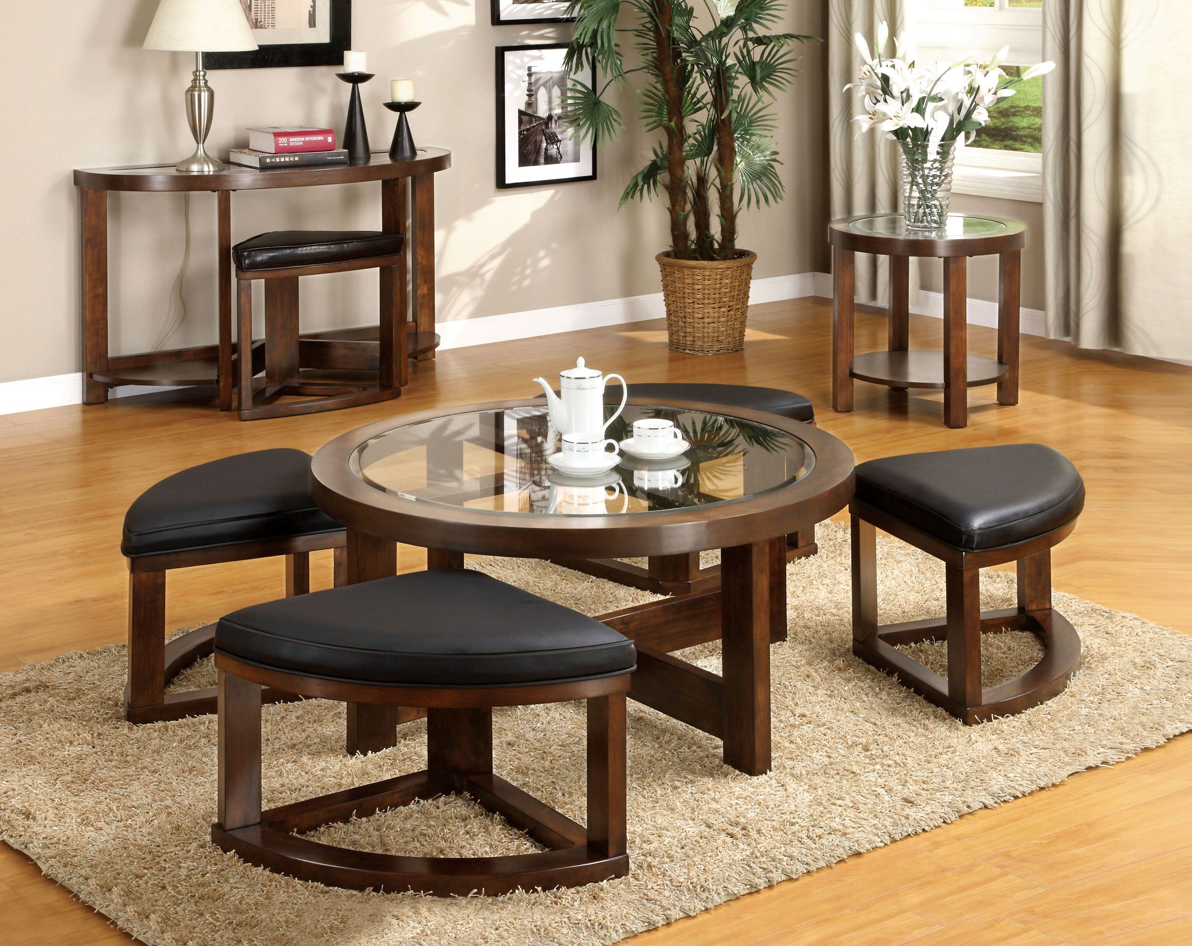 Crystal Cove II Glass-Insert Round Coffee Table - 1StopBedrooms.