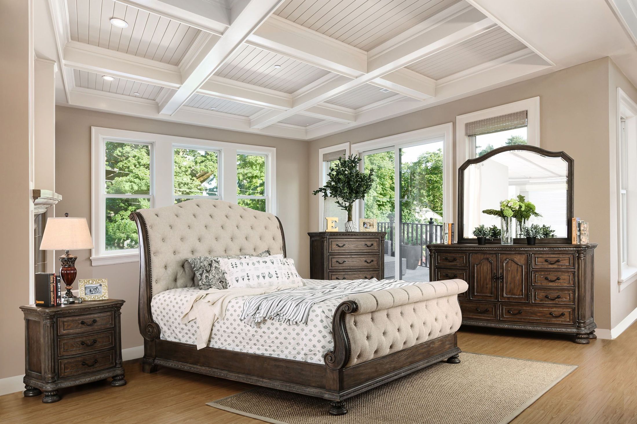 Lysandra Rustic Natural Tone Sleigh Bedroom Set ...