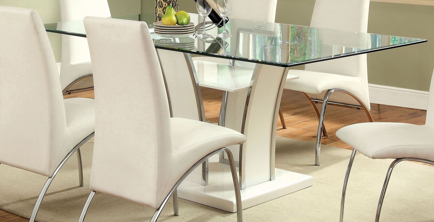 white dining table glass top