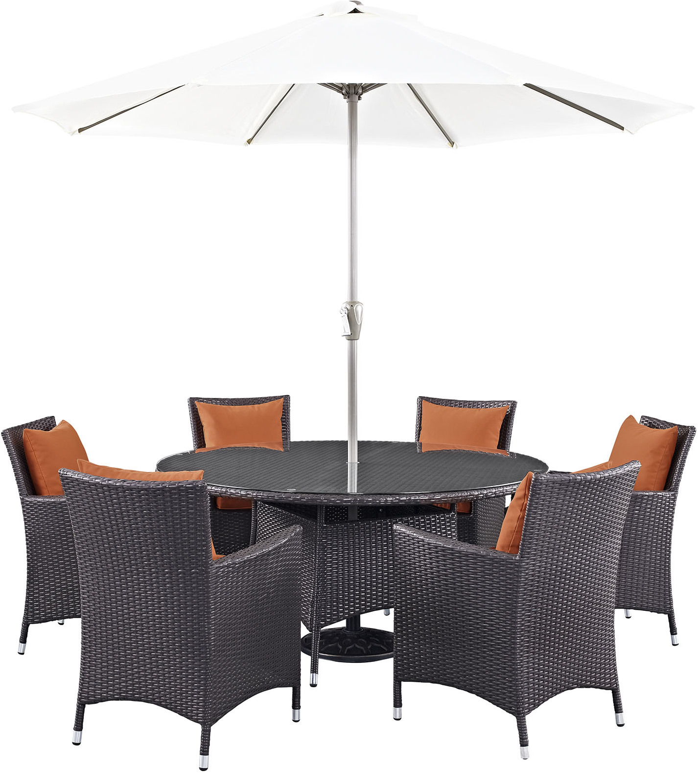 Convene Espresso Orange 8 Piece Outdoor Patio Dining Set Eei 2194 Exp Ora Set 1stopbedrooms