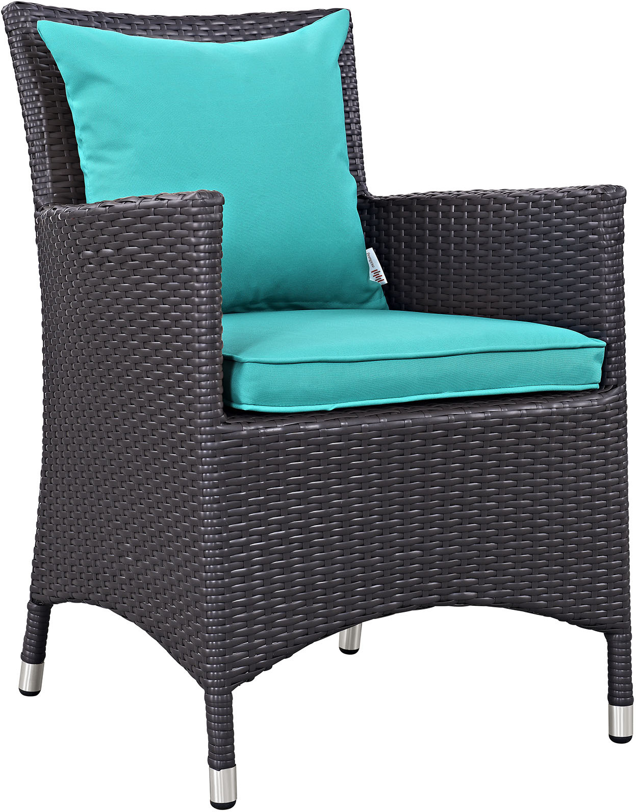 Convene Espresso Turquoise 4 Piece Outdoor Patio Dining ...