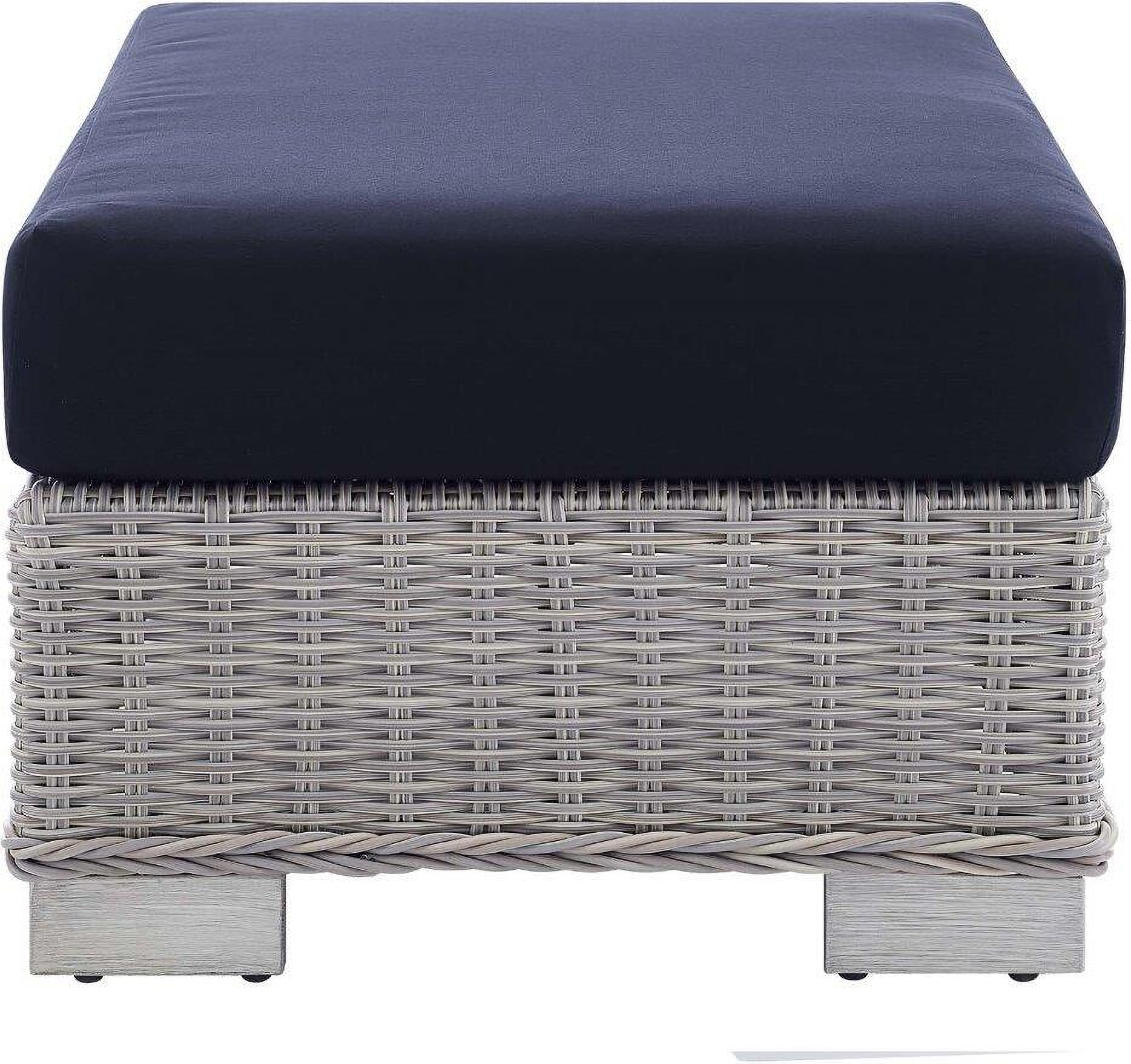 Conway Sunbrella Outdoor Patio Wicker Rattan Ottoman Eei 3971 Lgr Nav 1stopbedrooms