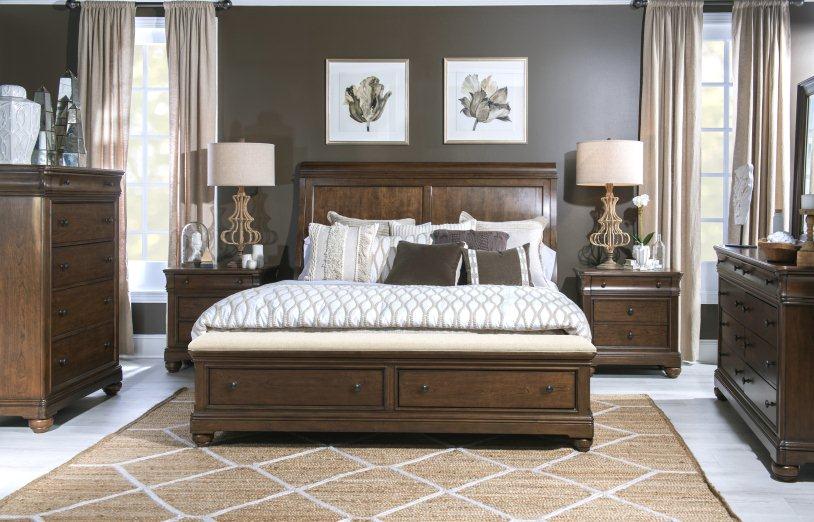Coventry Classic Cherry Sleigh Bedroom Set With Storage ...