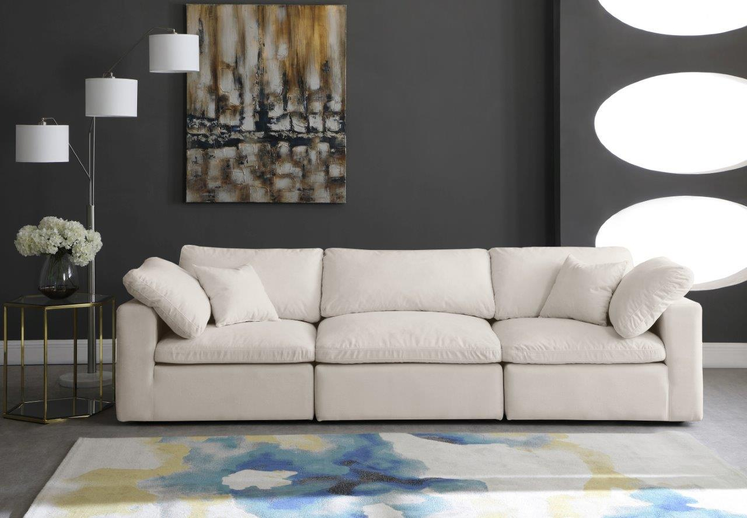 Cozy Cream Velvet Cloud Modular Sofa 634CreamS119 1StopBedrooms.