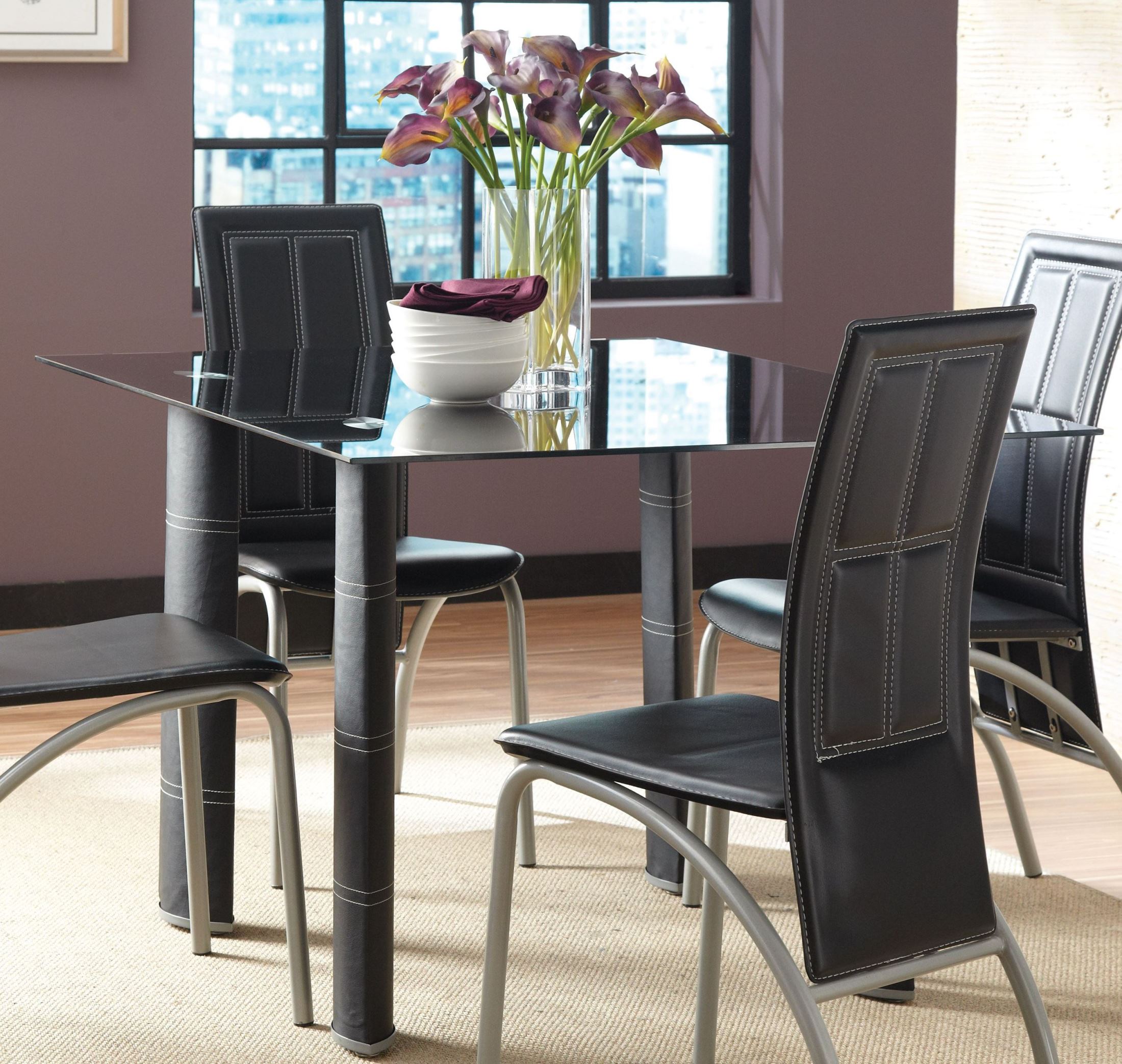 Calvin Glass Top Rectangular Dining Room Set 1stopbedrooms