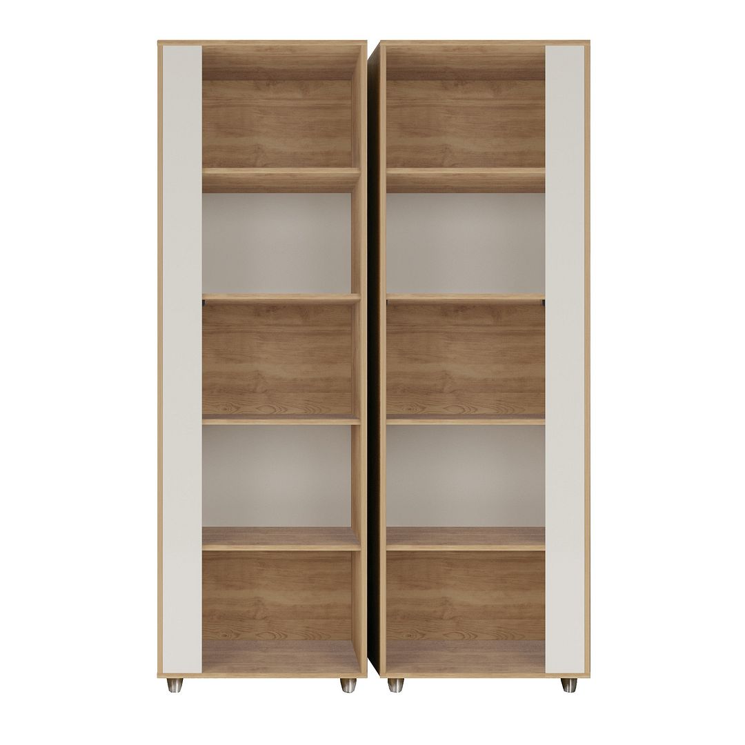 Cypress Mid Century Modern Bookcase With 5 Shelves Set Of 2 In Nature And Off White 1stopbedrooms Modern shelves provide you with ample storage for the living room and beyond. cypress mid century modern bookcase with 5 shelves set of 2 in nature and off white
