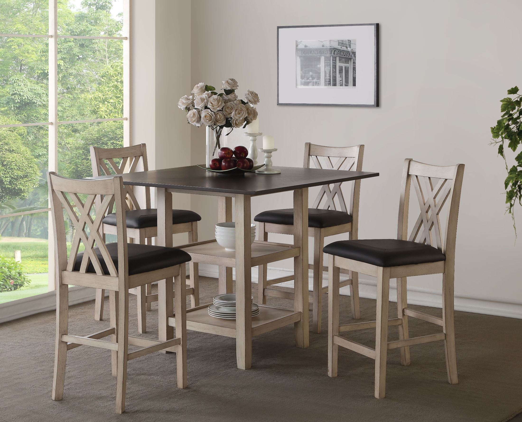 Paige Two Tone Counter Dining Table Set 1stopbedrooms