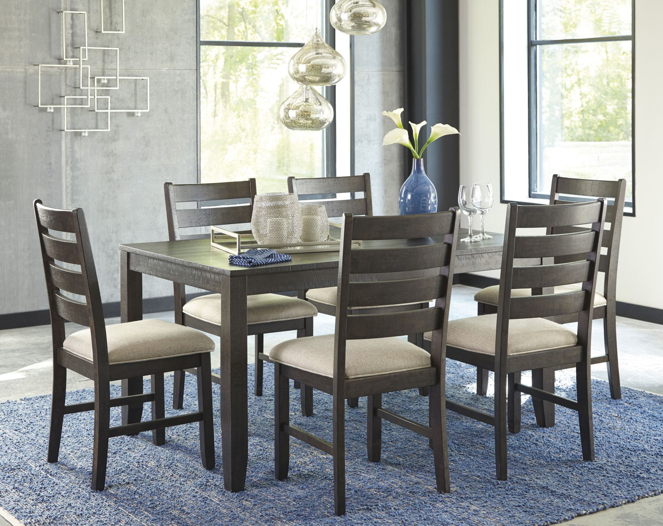 Rokane Brown 7 Piece Dining Room Set - 1StopBedrooms.