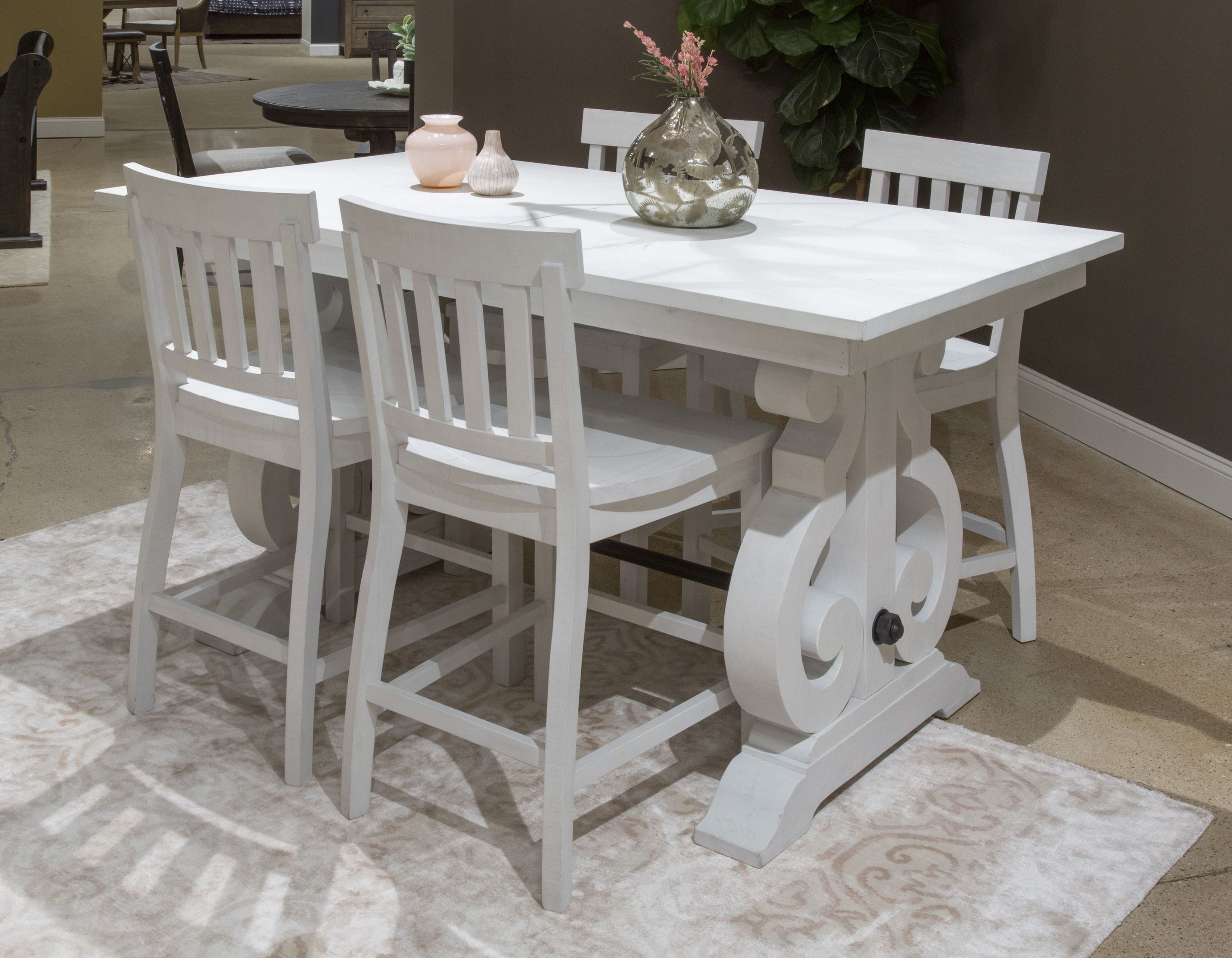 Bronwyn Chalk White Rectangular Extendable Counter Height Dining
