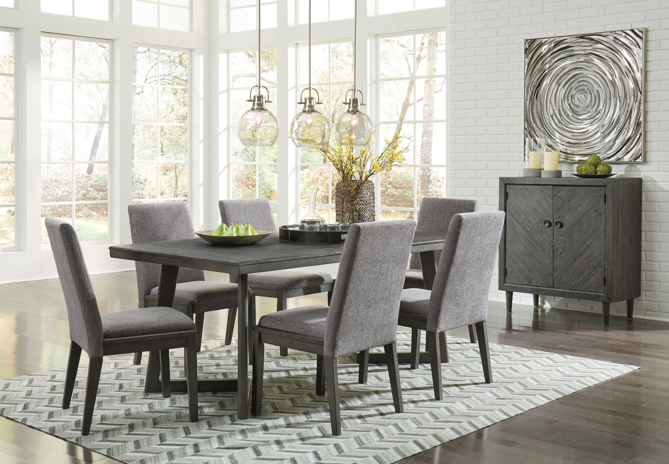 Besteneer Gray Rectangular Dining Room Set - 1StopBedrooms.