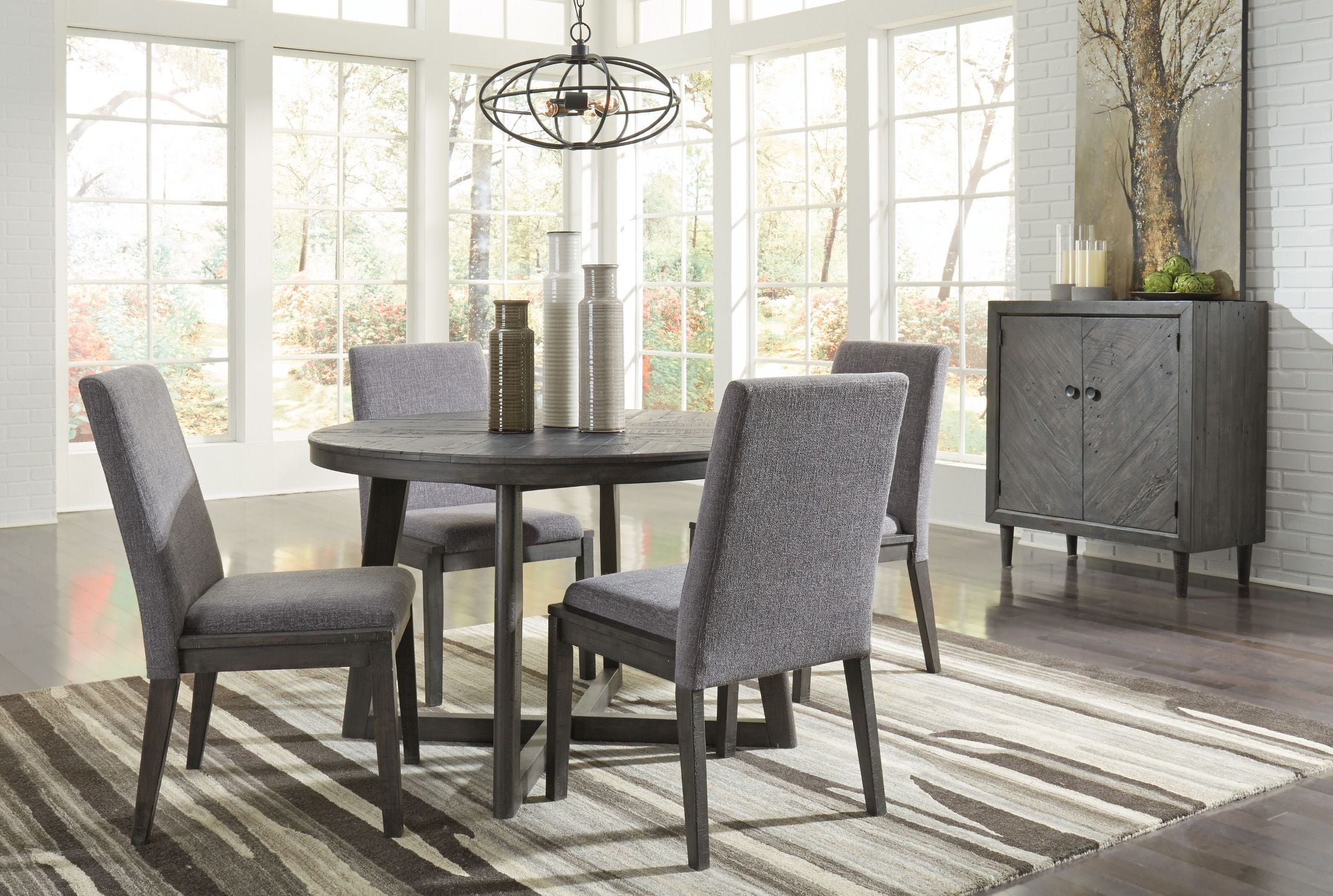 Besteneer Gray Round Dining Room Set 1stopbedrooms