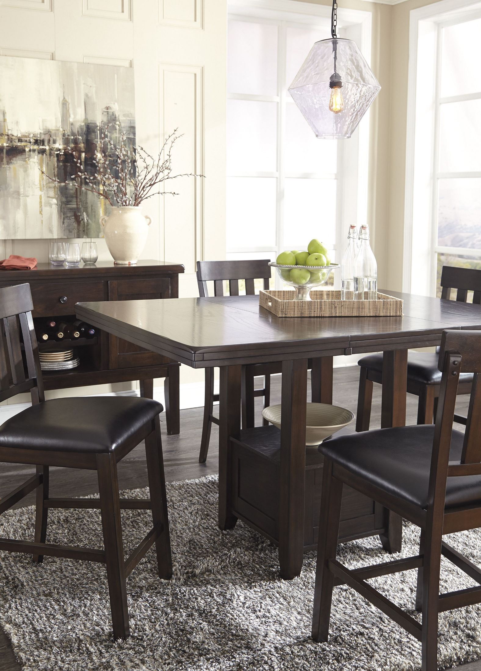 Haddigan Dark Brown Rectangular Extendable Counter Height Dining Room haddigan-dark-brown-rectangular-extendable-counter-height-dining-room