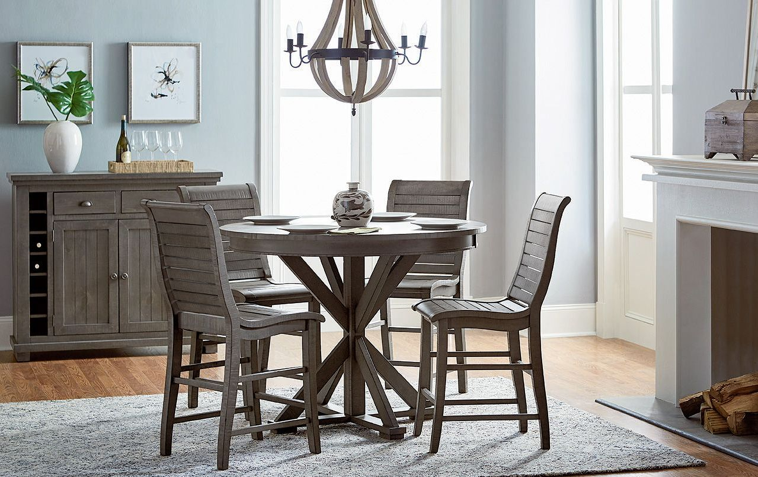 Willow Distressed Dark Gray Round Counter Height Dining ...