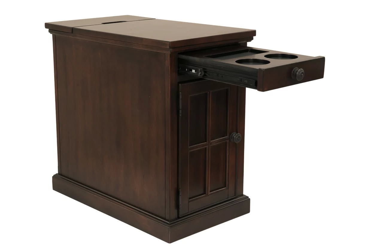 Dark Brown Power Chair Side End Table - 1StopBedrooms.