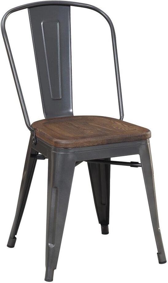 Davis Gray And Brown Metal Chair Set Of 2 - 1StopBedrooms.